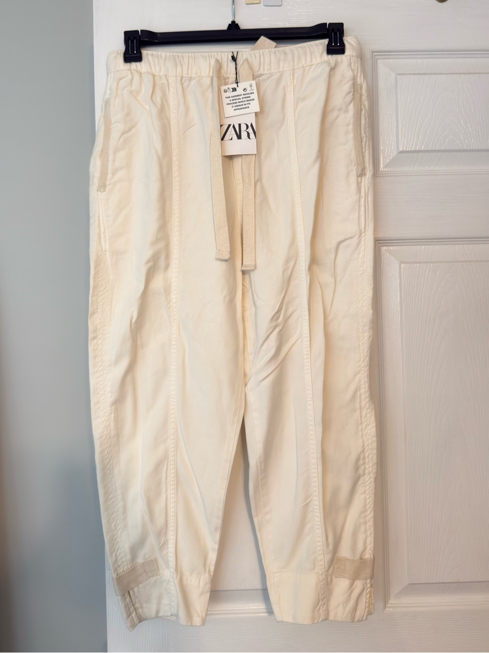 Zara Cream Balloon Casual Drawstring Pants